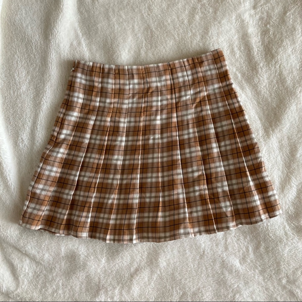 Pleated Plaid Skirt